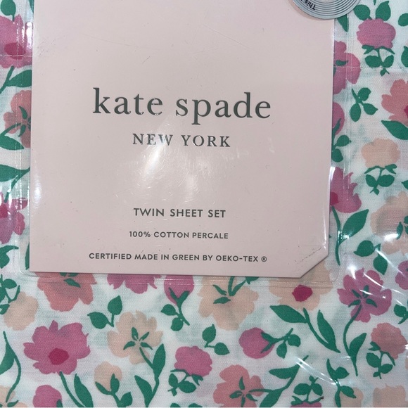 kate spade Bedding Kate Spade Ny Twin Sheet Set Pink Green Floral 3 Piece Cotton Percale New